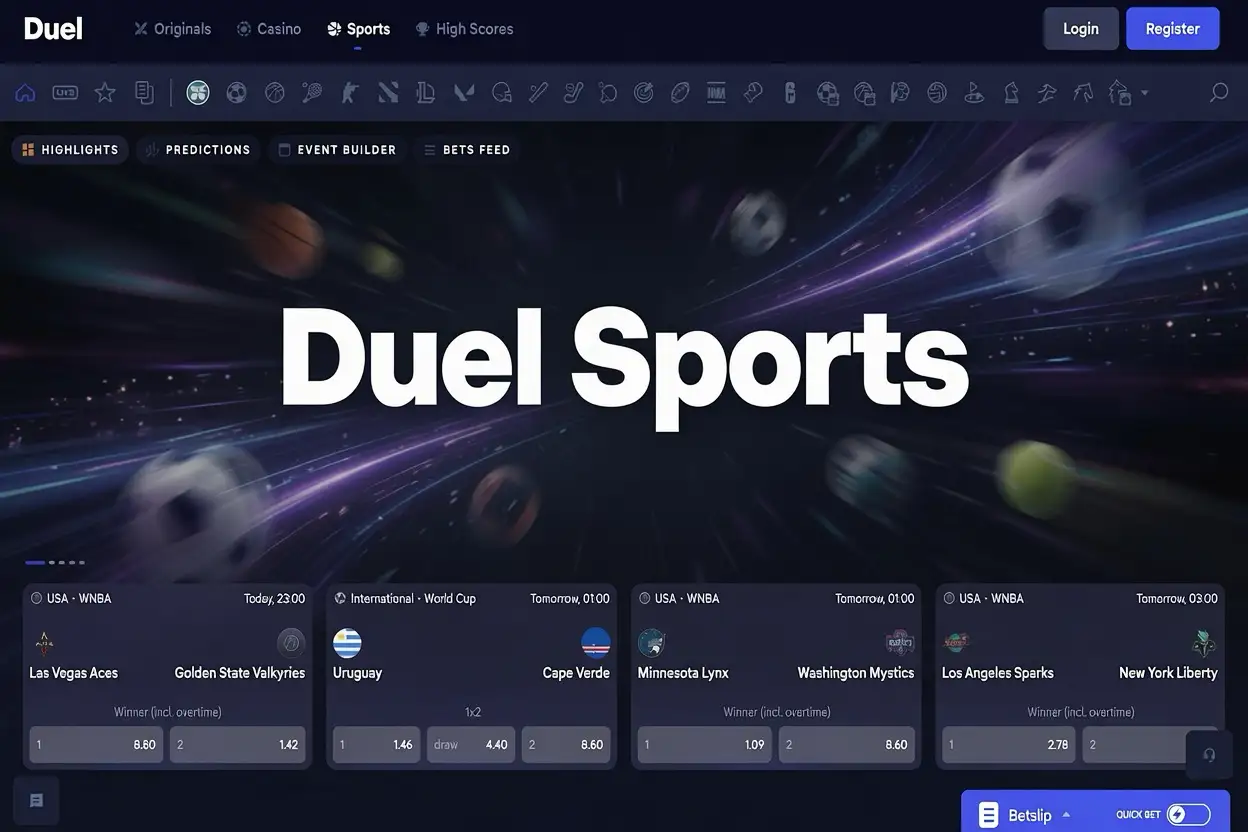 Duel Sports sportsbook with football, basketball, tennis and live in-play betting markets