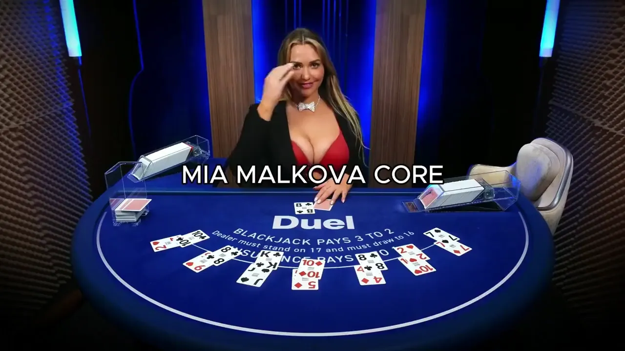 Funny Mia Malkova moment at Duel Blackjack
