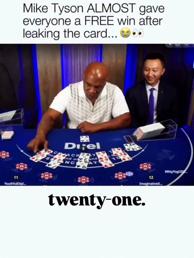 Mike Tyson dealing the opening hand at Duel Casino blackjack
