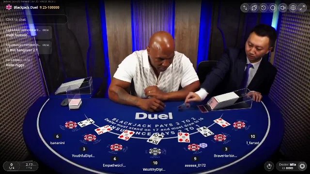 Mike Tyson extended blackjack play at Duel Casino