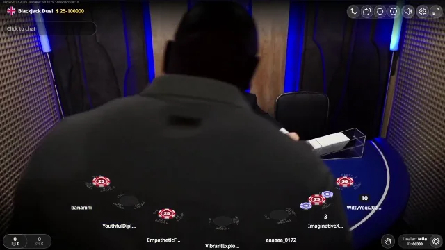 Big bet placed at the Mike Tyson blackjack table at Duel Casino