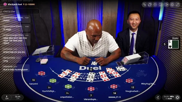 Mike Tyson blackjack session highlights at Duel Casino